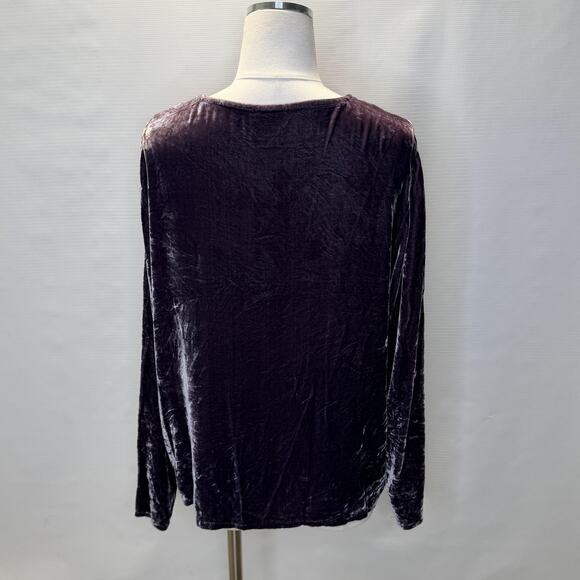 Eileen Fisher Cardigan Womens Medium Purple Crushed Velvet Silk Blend Open Front - Picture 3 of 10
